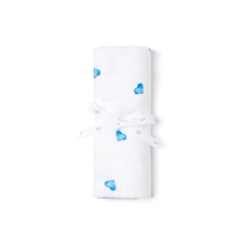 Classic Bamboo Muslin Square – Blue Heart